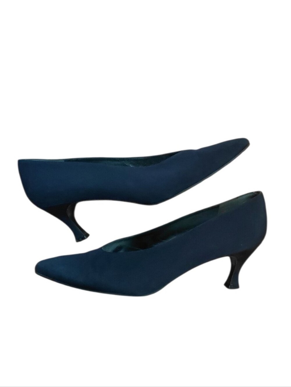 Stuart Weitzman Classic Navy Blue Pointed Toe Kitten Heel Pumps Size 9.5 - Picture 11 of 11